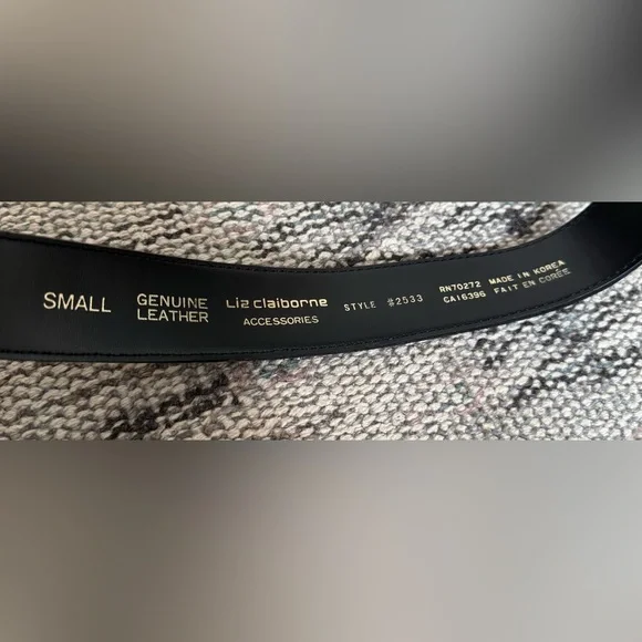 VTG Liz Claiborne Mixed Metal Black Leather&Suede Belt - Picture 3 of 6